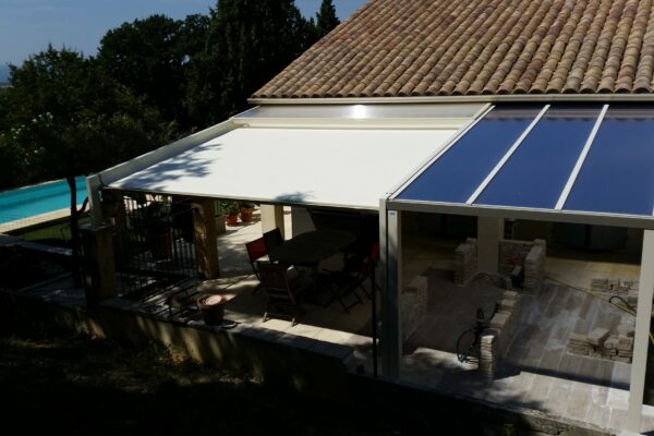 Pergola toiture fixe et a toile repliable